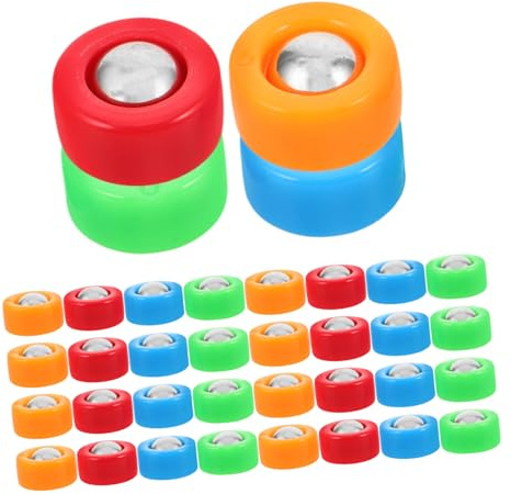 Kisangel 40 Stück Teiliges Mini Shuffleboard Pucks Set für Tischcurling Zubehör Kompakte Rollers für Familienspiele Tragbar für Party und Reise Bunte Curling-Steine