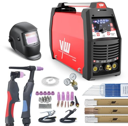 VECTOR WELDING Soldadora TIG AC DC 200 A, Función Soldadura por Electrodo de 170 A, Cortador de Plasma 50 A, Pantalla LED, Encendido HF, para Aluminio, NewYork 2500