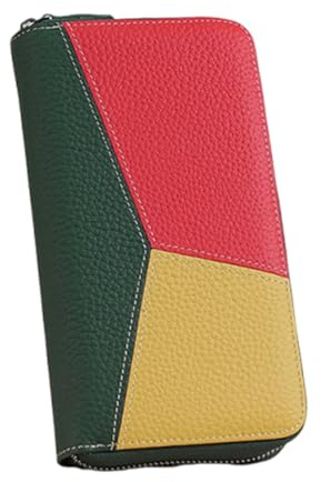 Wegiwuca Elegante portafoglio da donna con cerniera con blocco e ampio spazio di archiviazione portafogli lunghi porta carte da viaggio portafoglio in pelle, Verde Scuro, Bellezza di massa