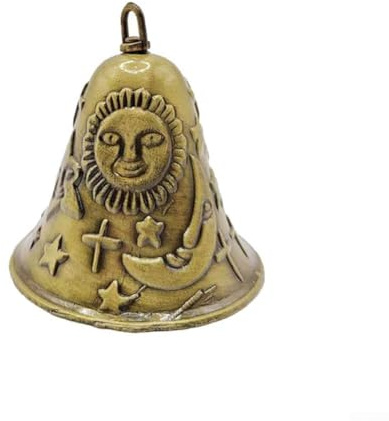 Set di 2 campane a vento in bronzo antico, Feng Shui, angelo, stella, luna, per buona fortuna, armonia, decorazione da giardino all'aperto