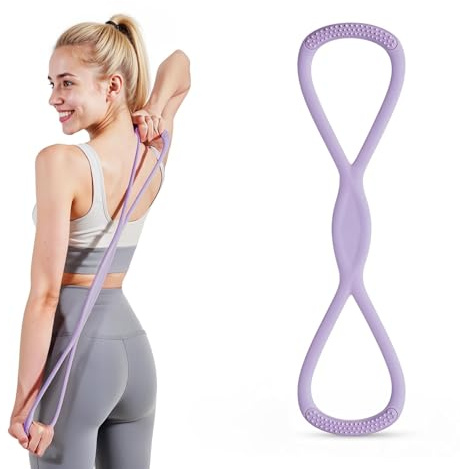 Fascia di Resistenza Fitness con Maniglie, Fascia Elastica per Esercizi, Fasce Elastiche Fitness per Uomo e Donna Braccia Spalle Schiena Petto Gambe (Viola)