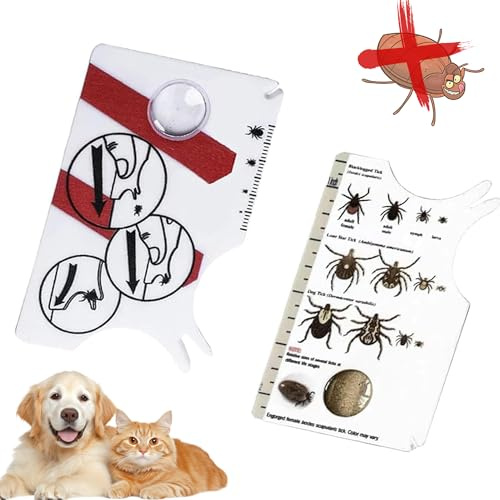 ZIOYANE Juego de 2 tarjetas para quitar garrapatas, herramienta para atrapar garrapatas con lupa para humanos, perros y gatos