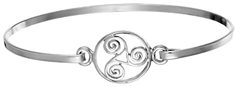 Silverly Brazalete de trisquel celta en plata de ley para mujer | Brazalete redondo de plata con triple espiral | Pulsera fino de trisquel celta | Regalo para damas de honor