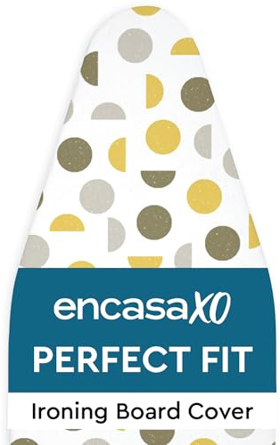 Encasa XO Ironing Board Covers, Wide, 125x46 cm, Yellow | 100% Cotton Fabric, 3mm Thick Felt Pad Cover | Drawstring & Cord Lock Tightening | Scorch Resistant Up to 220°C
