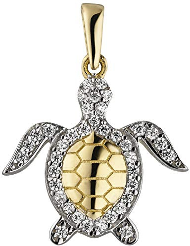 Jobo Damen-Anhänger Schildkröte aus 8 Karat 333 Gold Bicolor mit 38 Zirkonia
