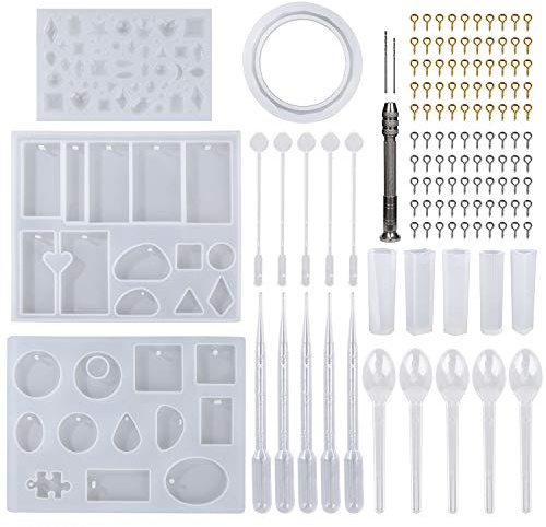 Resina Molde de Silicona Herramienta de Joyería de Silicona Moldes y Herramientas de Fundición de Resina para Colgante Pulsera DIY 127 Piezas