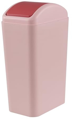 Dehouse 12 L Trash Bin with Swing-top Lid, Plastic Small Swing Top Bin, Pink, F