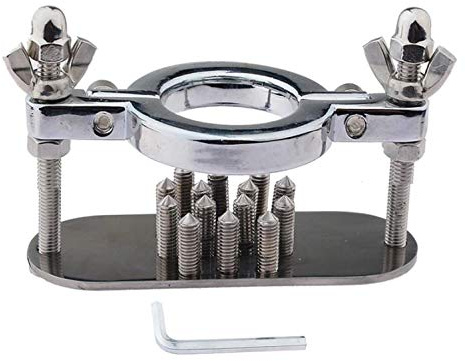 Bondage Masters CBT Crusher, Weighted Cock and Ball Clamp with Adjustable Pain Screws