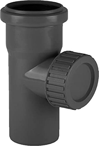 MegaHaustechnik HT Reinigungsrohr Außendurchmesser 90mm 9,0cm DN90 mit Steck Muffe + Gummi Dichtung Kanalrohr Abwasser Abfluss Leitung Lüftung Kunststoff PP grau Öffnung Deckel Verschluss