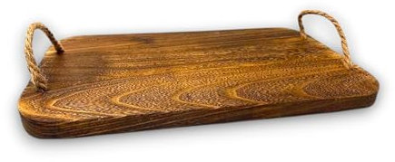 KORAT Tagliere in Legno Massello 40x20 cm con Manici in Corda Vassoio Rustico per Servire Salumi, Formaggi e Antipasti Design Elegante e Robusto per Cucina, Aperitivi e Tavola, Ristorante, Bar, Estate