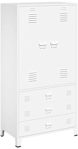 vidaXL Armadio Bianco Industriale 90x50x180 cm in Metallo