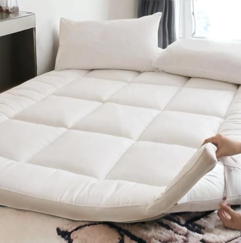 VL 1400gsm Mattress Topper 10cm Extra Thick Quilted Microfiber Ultra Fluffy Soft & Breathable Mattress Topper with Strong Corner Straps for Firm Grip (10cm Thick, DOUBLE - 137 x 190 CM)