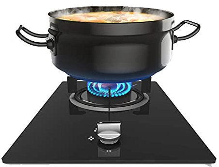 Samnuerly Estufa de Camping, Estufa de Gas, Placa de Gas 4,8 Kw Quemador de Anillo Triple Placa de Gas de Vidrio Templado Negro Cocina casera/Cocina Individual empotrada 45 x 32 x 15,5 cm