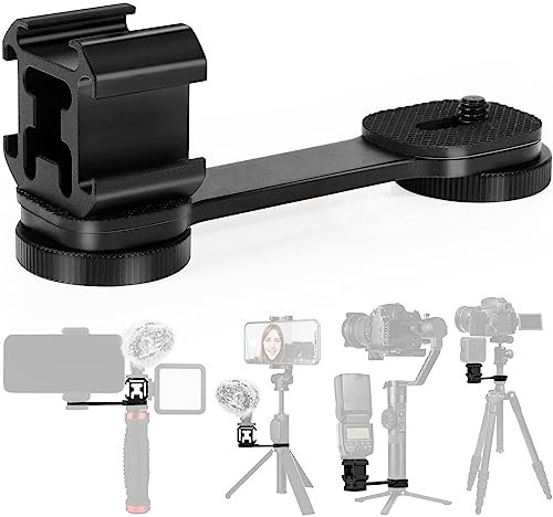 ChromLives Soporte Montaje Zapata Flash Soporte Extension De Zapata De Camara Adaptador 3 in 1 Cold Shoe Mount 1/4 Tornillo Compatible con dji om4 / Osmo Mobile 3 Zhiyun