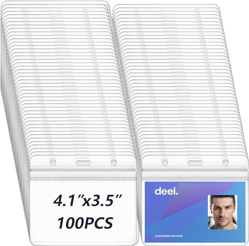 xinfedi Ausweishülle, 100 Stück horizontale Transparente kartenhülle, Ausweishalter für Namensschilder Ausweise Karten Schule