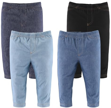 The Peanutshell Baby Boys or Girls Jeggings Set of 4-6-9 Months Size Jeans, Soft and Stretchy Pants, Boy and Girl Leggings, Infant Boy and Toddler Girl Clothes - Denim