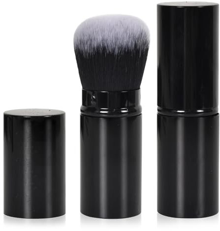 2 Stück Pinsel Make-up Einziehbarer, Einziehbar Puderpinsel Einziehbar, Make-up Puderpinsel mit Abdeckung, Puder Grundierungspinsel für Rouge, Polieren, Highlighter Flawless Powder Cosmetics (Schwarz)