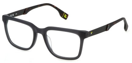 FILA Quadratisch Edelstahl Brillen in Matt Transparent Dunkelgrau für Herren, Brille mit Sehstärke, optional mit Sonnenbrillen tönung oder Blaulichtfilter (Modell VFI715)