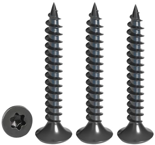 Drenky Lot de 50 Vis M4 x 25 mm vis à bois Torx noires - Avec tête fraisée en acier inoxydable A2 - Filetage complet - Vis autotaraudeuses - Vis universelles Torx TX20
