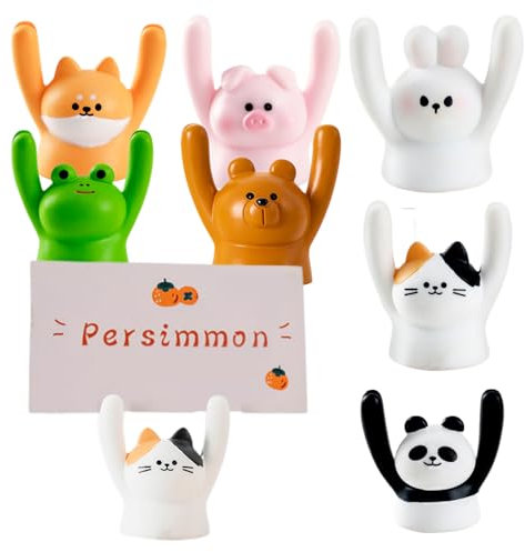 Tischkartenhalter, Smavles 7Pcs Zettelhalter, Platzkartenhalter, Tischkartenhalter Holzkartenhalter Kreativer Tier Memo Kartenhalter Halter für Zuhause Home Office Dekoration- (Tier)