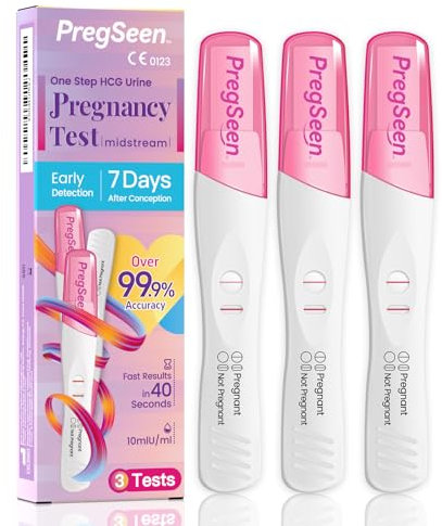 Accufast Pregnancy Test 3 Count - 10 MIU/mL Early Detection Pregnancy Test | Detect Pregnancy 7 Days After Conception | Fast Results in 40 Seconds | Reliable Home Pregnancy Testing Stick