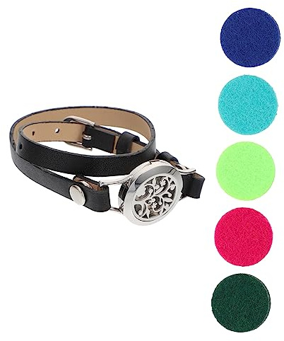 UKCOCO Bracelet Diffuseur Chic en Acier Inoxydable, 1 Set Noir | Bracelet Parfumé Décoratif, Style Simple et Fashion, pour Soirée et Bal