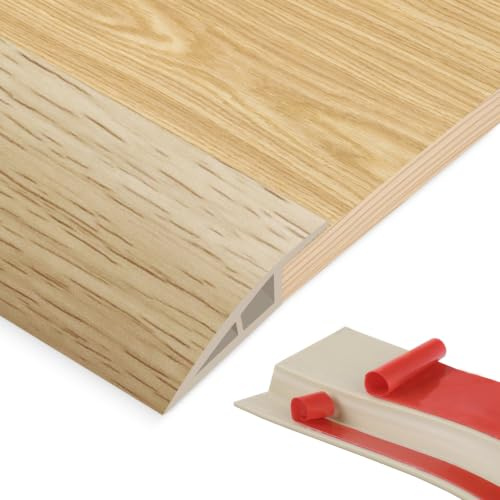PVC-övergångsprofil, självhäftande, dubbelsidigt klibbigt dörrgångslist, golvhöjdsjustering (10 mm) täcklist för laminat, parkett, kakel & matta