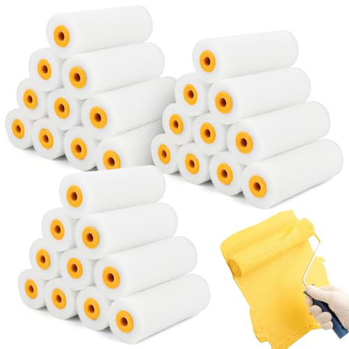 30 Rodillos de Pintura de 10 cm, Rodillos de Pintura de Espuma, Juego de Mini Rodillos de Pintura, Cepillo de Espuma, para pintura brillante y satinada, ideal para pintar madera, metal, alféizares