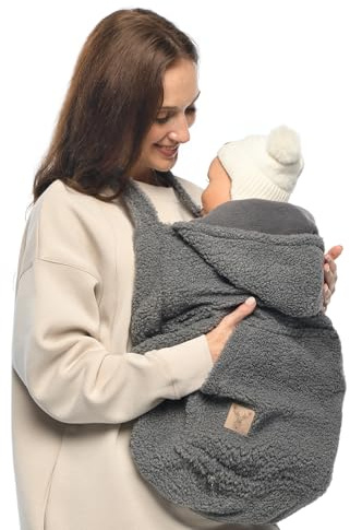 MijaCulture Bärskydd M025 TEDDY – Universellt överdrag för bärväska, bärhandduk och cape, varmt skydd för spädbarn (grå)
