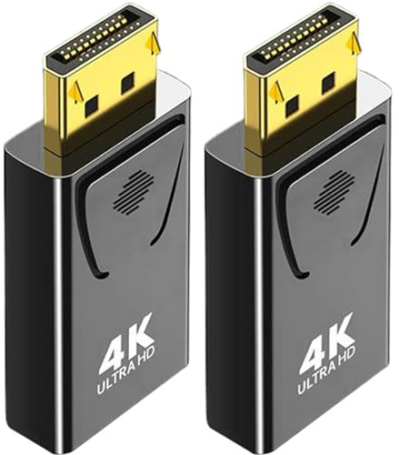 Displayport till HDMI-adapter 2 st hane till hona 4K Displayport HDMI-adapter med guldpläterat gränssnitt och fästelement kompakt och bärbar enhetsfri displayport