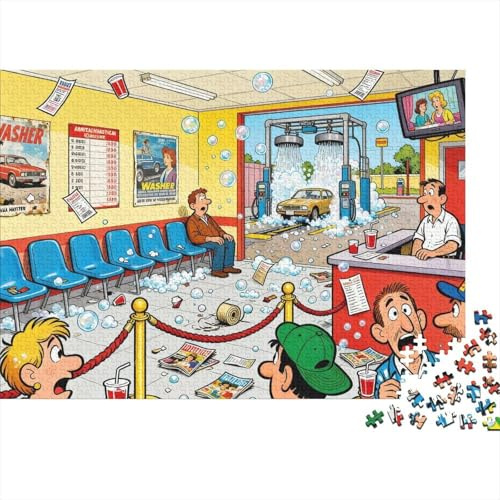 Area di attesa per la tensione del lavaggio auto Puzzle in Legno Impermeabile DIY Puzzles Da 1000 Pezzi Regali Per Adulti Divertenti Giochi Di Impegnativi