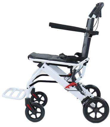 Sedia a rotelle pieghevole leggera da 8,2 kg, sedia a rotelle da viaggio ultraleggera in acciaio al carbonio, sedia a rotelle da trasporto con freno a mano, ruote in PU, cintura di sicurezza, fino a