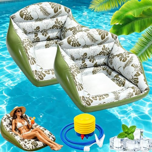 Chaise Longue De Piscine Gonflable 3 en 1, Flotteur De Chaise De Piscine Gonflable, Flotteur De Canapé d'eau Flottant Polyvalent avec Porte-Gobelet, Robuste for Piscine, Jeux De Plein Air