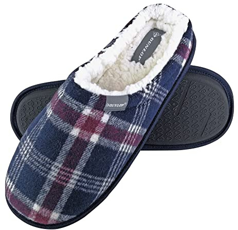 DUNLOP - Homme Confortables Eponge Hiver Chaudes Pantoufles Chaussons de Maison (42 EU, 7179 Navy)