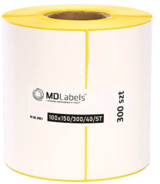 MD Labels Thermoetiketten 100 x 150 mm (4 x 6) auf Rolle, 300 Stück, Hülse 40 mm, permanent haftend – Versandetiketten für Thermodrucker