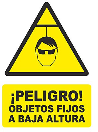 Seribas Señal Peligro Objetos Fijos a Baja Altura, Cartel PVC 0,7 mm. Tamaño A4 21 x 30 cm, Homologada, Señal de Advertencia. Tinta y Material Resistente.