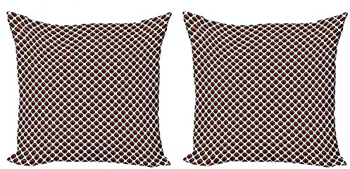 ABAKUHAUS Abstrakt Kissenbezug Set (2Stück), Traditionelle Oval Motiv, doppelseitiges Digitaldruckdekor mit Reißverschluss, 60 cm, Braun Schwarz Weiß