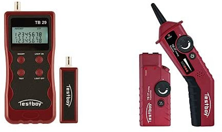 Testboy 29 Netzwerkverdrahtungstester + Testboy 27 Analog Leitungssucher-Set (Übersichtliches LC-Display, Vertauschungen oder Kurzschlüsse überprüfen), Rot/Schwarz