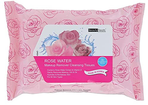 Beauty Treats rose water makeup remover cleaning tissues