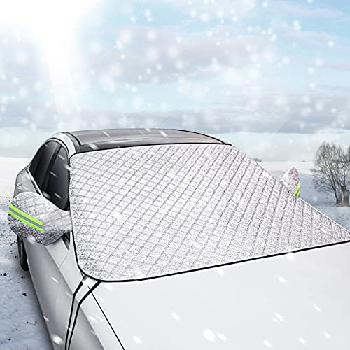 Frontscheibenabdeckung, Windschutzscheibenabdeckung, Auto Abdeckplane Winter, Scheibenabdeckung Auto Winter für Windschutzscheibe aus PEVA, UV-geschützt, Gegen Schneeeis, Frostschutz,197 x 125 cm