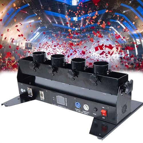 RayGenius Tragbare 4-Schuss Konfettikanone, Elektrische Konfettikanone, Konfettikanonen-Maschine, Professioneller Dj Konfetti-Werfer FüR BüHne Hochzeiten