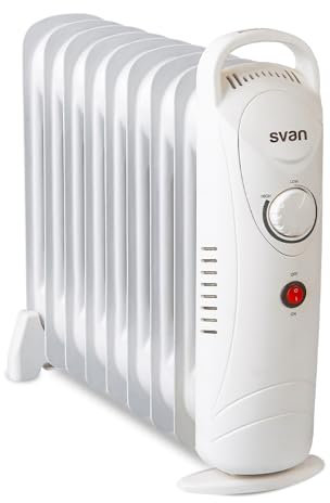 Svan Radiador aceite Eléctrico Bajo Consumo Blanco SCRA0900S. 900W, 1 Niveles de potencia, Termostato Regulable
