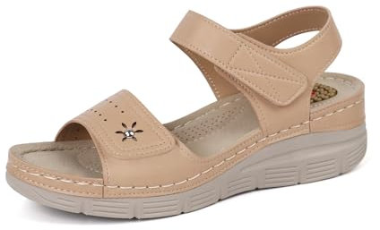 JABASIC Damen Sandalen Hohe Arch Orthopädische Schuhe Trekkingsandalen (39,Nude)