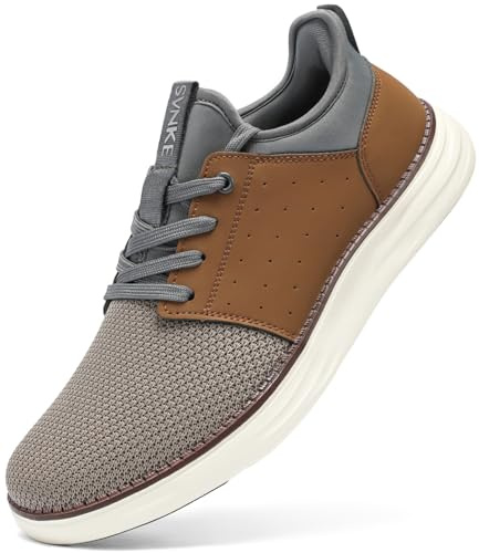 SVNKE Herr Slip On Sneaker ventilerande skosnören promenadskor fitness sneakers sportskor handfria fritidsskor affärsskor, BRUN, 47 EU