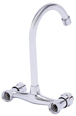 KüChenarmatur Wandmontage Wasserhahn KüChe Armatur SpüLtischarmatur Mischbatterie Infache Montage Wandarmatur Ausgussbecken Wand Mit Drehbar Aus Edelstahl Brause Ausziehbar FüR 360°Drehung
