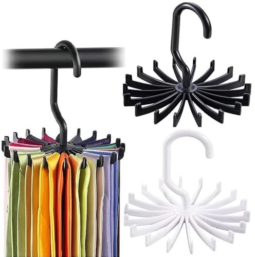 Premium Rotating Tie Rack Hangers for Closet Organization - 2-Pack Versatile Accessories Organizers