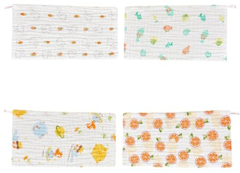 QEDBOJE 4 Piezas Muselinas Bebe, Algodon, Paño Toallas De Muselina, Gasas para Bebes, Toallitas Bebe, Algodón Suave, Toalla Facial Infantil para Recién Nacidos, Duradero, Transpirable y Absorbente
