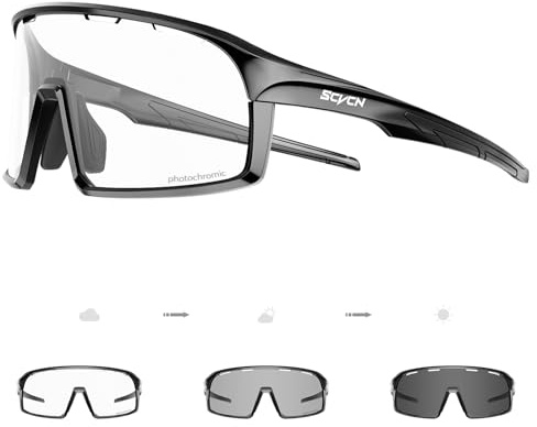 SCVCN Photochromic Cycling Glasses Sports Sunglasses Clear Men Women Bicycle MTB UV400 Protection Running Mountain Bike Baseball Biking Goggles Riding BMX Fishing Riding Golf Driving Softball 01