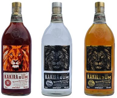 Kakira Rum Trio | African Dark, Silver & Gold Rum | Aged 5 & 7 Years | Pot Distilled & Solera Aged | Handcrafted in Uganda | 3 x 70cl | 40% & 43% ABV