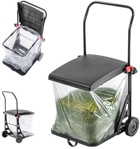 KADAX Dévidoir de 80 l, avec couvercle et roulettes, support de sac poubelle mobile pour jardin, poubelle en acier et plastique, chariot de jardin